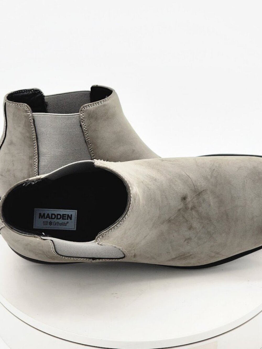 Madden Maxxin Gray Suede Chelsea Boots Men’s Size 12 Ortholite Ankle Boots - Picture 11 of 14